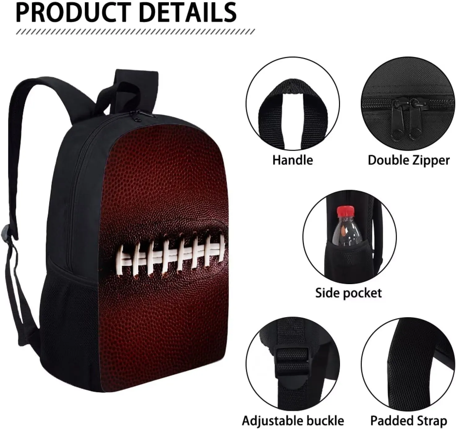 American Football Backpacks for Girls Boys Lightweight School Packs for Primary Middle School Backpack for Kids Present Mochila Para Niños Brown