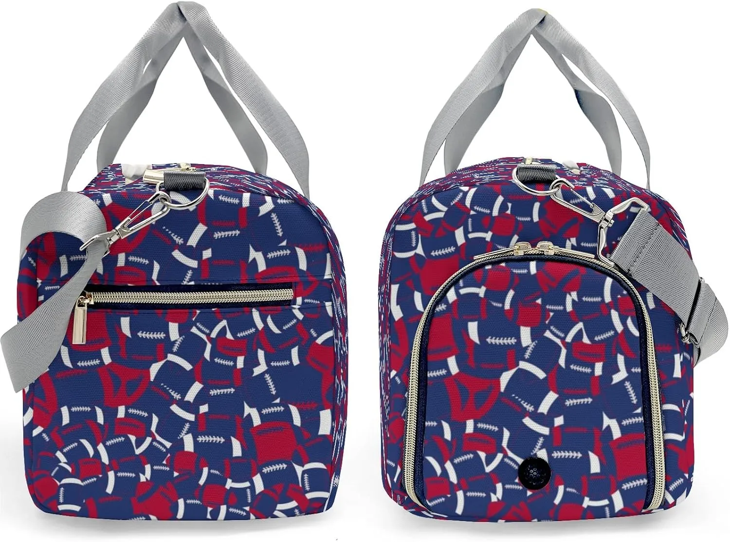 American Football Navy Red Waterproof Duffel Bag Adjustable Shoulder Strap Perform Training Travel Bag for Teens Adults