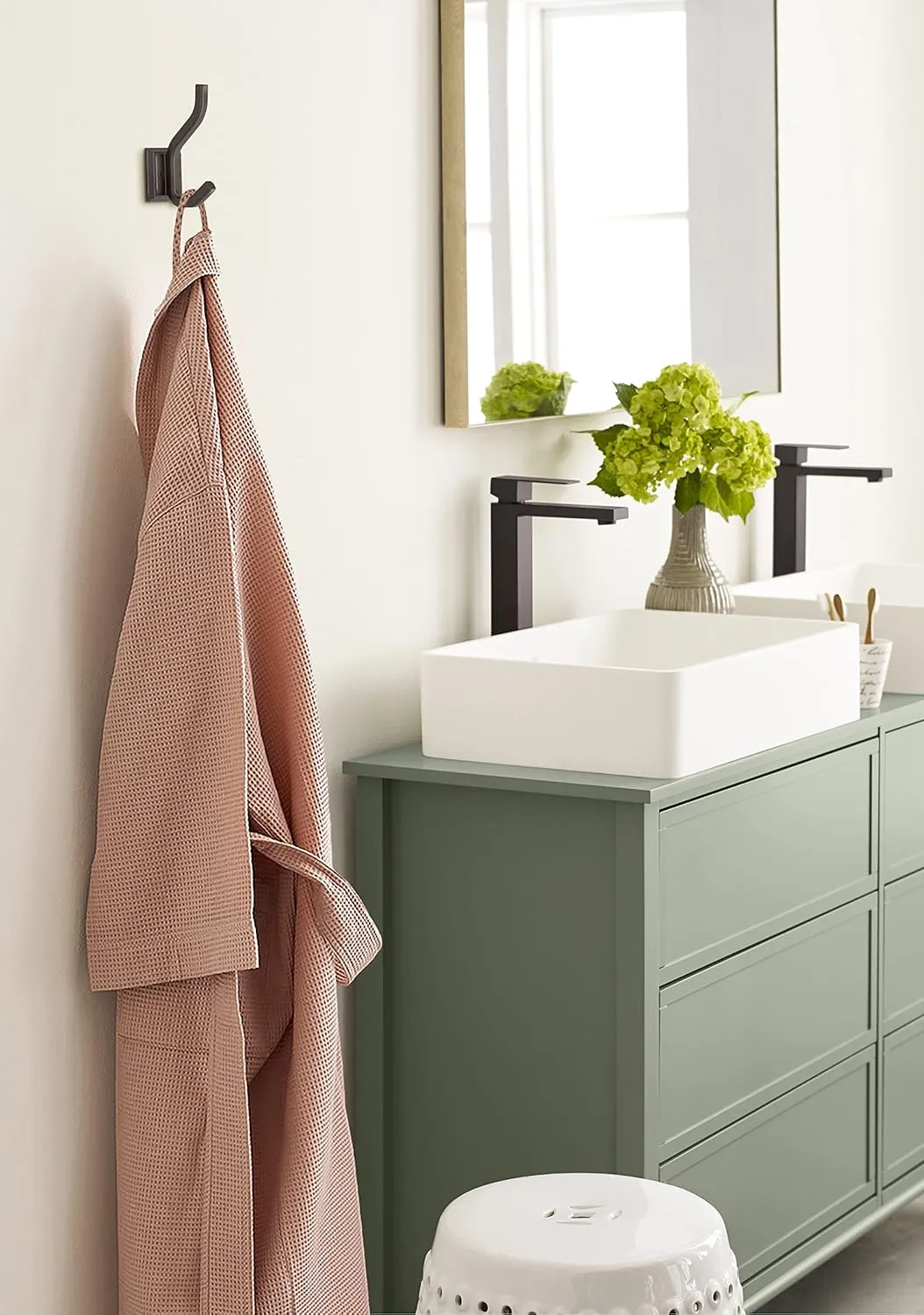 Amerock H37005ORB | Aliso Double Prong Decorative Wall Hook | Oil Rubbed Bronze Hook for Coats, Hats, Backpacks, Bags | Hooks for Bathroom, Bedroom, Closet, Entryway, Laundry Room, Office