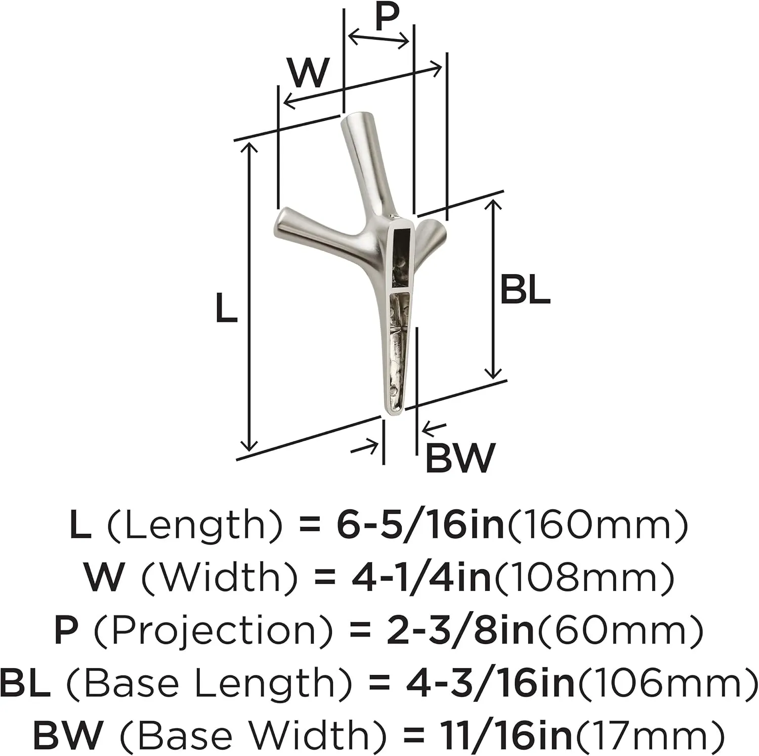 Amerock HBX37016G10 | Kodiak Triple Prong Decorative Wall Hook | Satin Nickel Hook for Coats, Hats, Backpacks, Bags | Hooks for Bathroom, Bedroom, Closet, Entryway, Laundry Room, Office