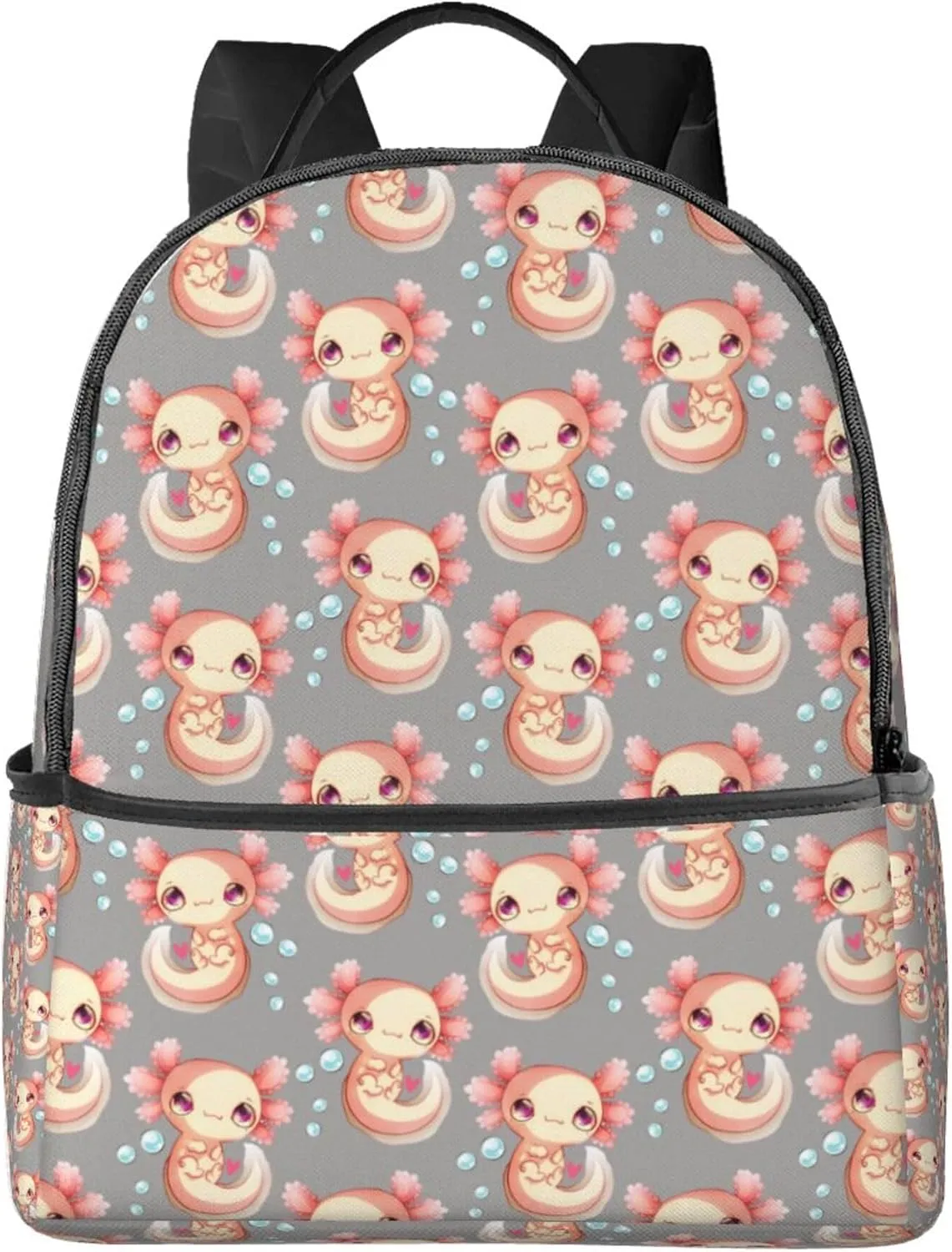 AMRANDOM Axolotls Hearts And Bubbles Gray (1) Backpack Casual Daypack with Padded Straps Friendly Laptop Backpack Cool Backpacks for Sports Outdoors Running