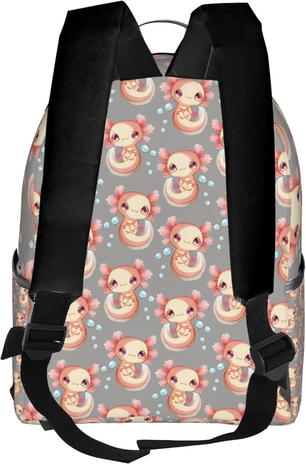 AMRANDOM Axolotls Hearts And Bubbles Gray (1) Backpack Casual Daypack with Padded Straps Friendly Laptop Backpack Cool Backpacks for Sports Outdoors Running