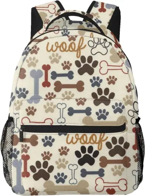 AMRANDOM Dog Bones Paw Prints Cream Backpack Unisex Backpack Laptop Bookbag Backpack Travel Bags Laptop Backpacks Daypack