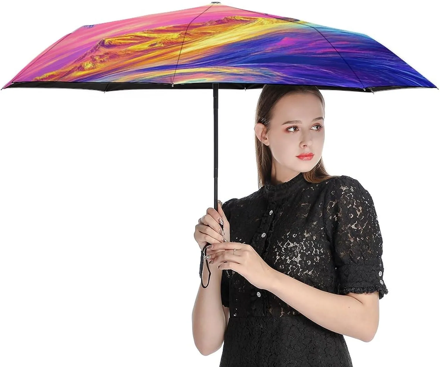 AMRANDOM Travel Umbrella Compact Umbrella Auto Open Close Portable UV Protection