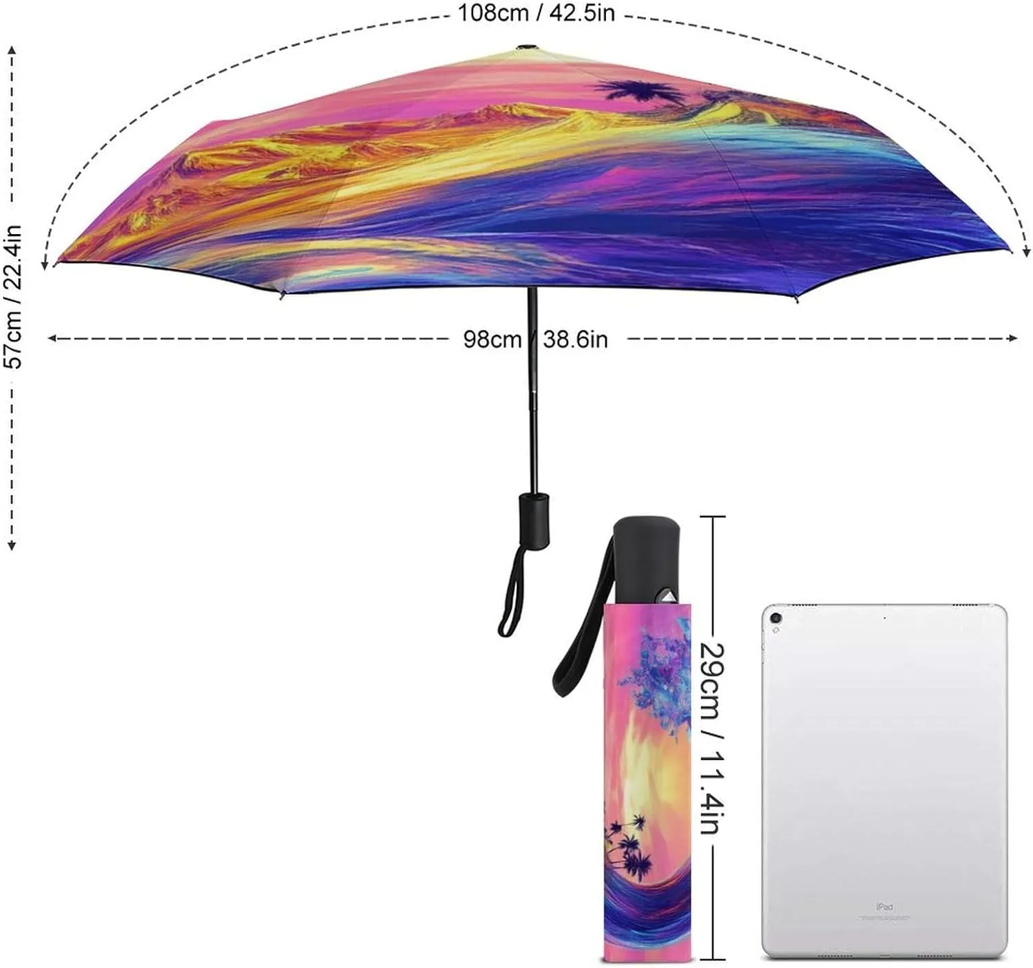 AMRANDOM Travel Umbrella Compact Umbrella Auto Open Close Portable UV Protection