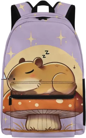AmzPrint Kids Capybara Backpacks Oversize Printed Black Bag Academy Back To School Fashion Cartoon Green Bookbag