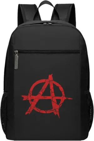 Anarchy Distressed Symbol Travel Laptop Backpack, Business Anti Theft Slim Sturdy Laptops Backpacks, College Computer Bag Gift for Men & Women Fits 17 Inch Notebook,Black