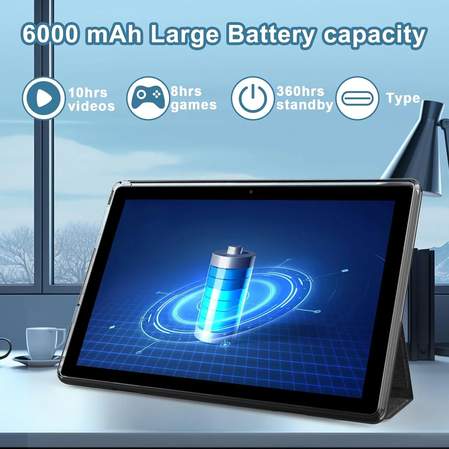 Android 14 Tablet, 10 inch 2 in 1 Tablets with Keyboard Mouse Case Stylus, 8GB 64GB 1TB Expand Tablet, 1.8Ghz Quad-core UPC, 1280*800 IPS Touch Screen Computer, 5G WiFi6 BT 5.0, 6000mAH Battery Tab PC