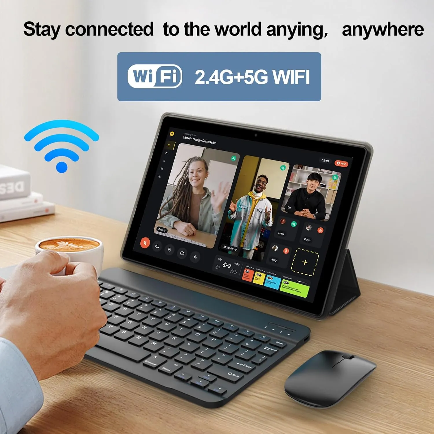 Android 14 Tablet, 10 inch 2 in 1 Tablets with Keyboard Mouse Case Stylus, 8GB 64GB 1TB Expand Tablet, 1.8Ghz Quad-core UPC, 1280*800 IPS Touch Screen Computer, 5G WiFi6 BT 5.0, 6000mAH Battery Tab PC