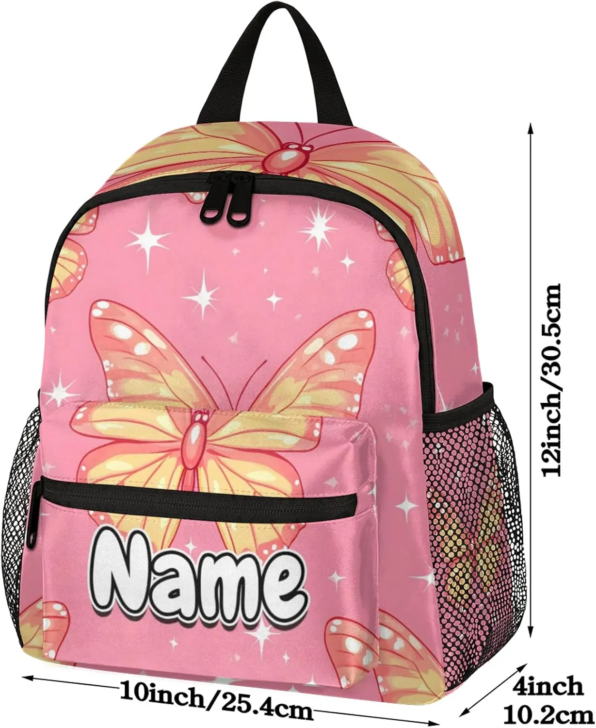Animal Butterfly Personalized Backpack Bag with Name Lightweight Custom Shoulder Bags Waterproof Casual Backpacks Travel Laptop Bag for Work Picnic 12in