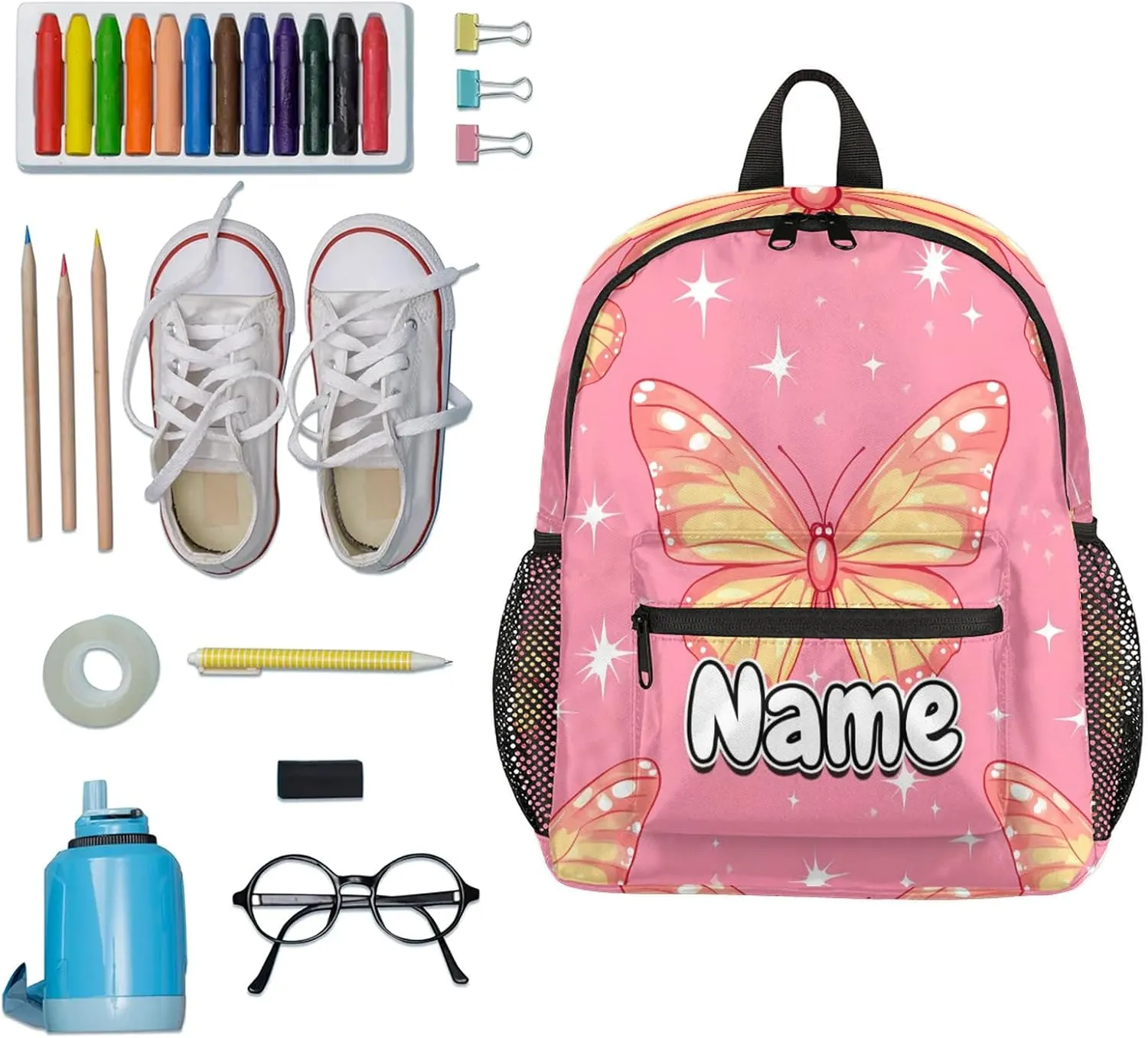 Animal Butterfly Personalized Backpack Bag with Name Lightweight Custom Shoulder Bags Waterproof Casual Backpacks Travel Laptop Bag for Work Picnic 12in