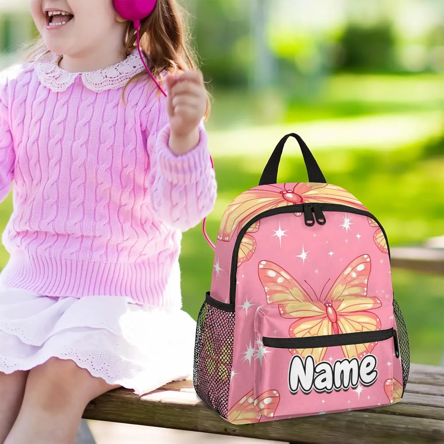 Animal Butterfly Personalized Backpack Bag with Name Lightweight Custom Shoulder Bags Waterproof Casual Backpacks Travel Laptop Bag for Work Picnic 12in