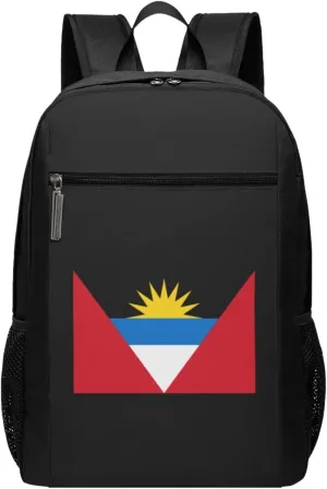 Antigua Barbuda Flag Travel Laptop Backpack, Business Anti Theft Slim Sturdy Laptops Backpacks, College Computer Bag Gift for Men & Women Fits 17 Inch Notebook,Black