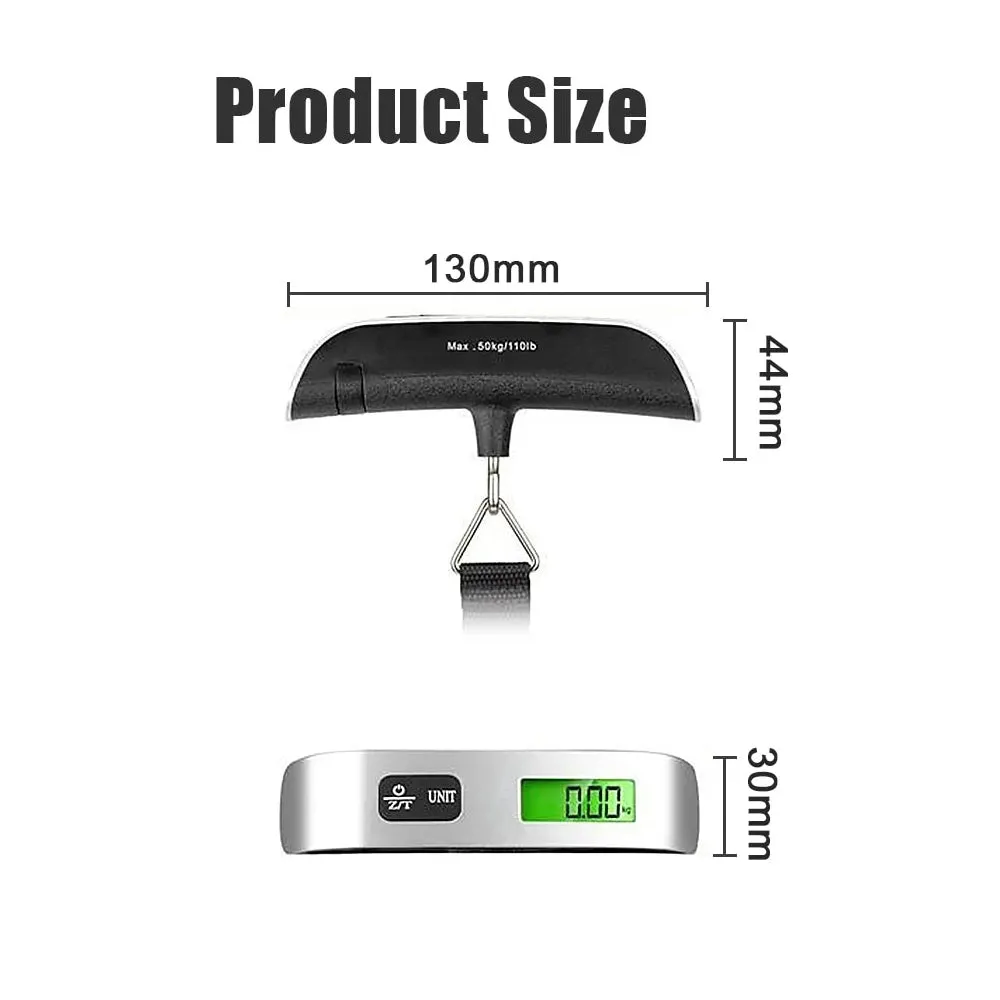 ANYGLEAM Silver Luggage Stainless Weighing Scale With Hook 50Kg Accurate Measure Electronic Portable Digital Display