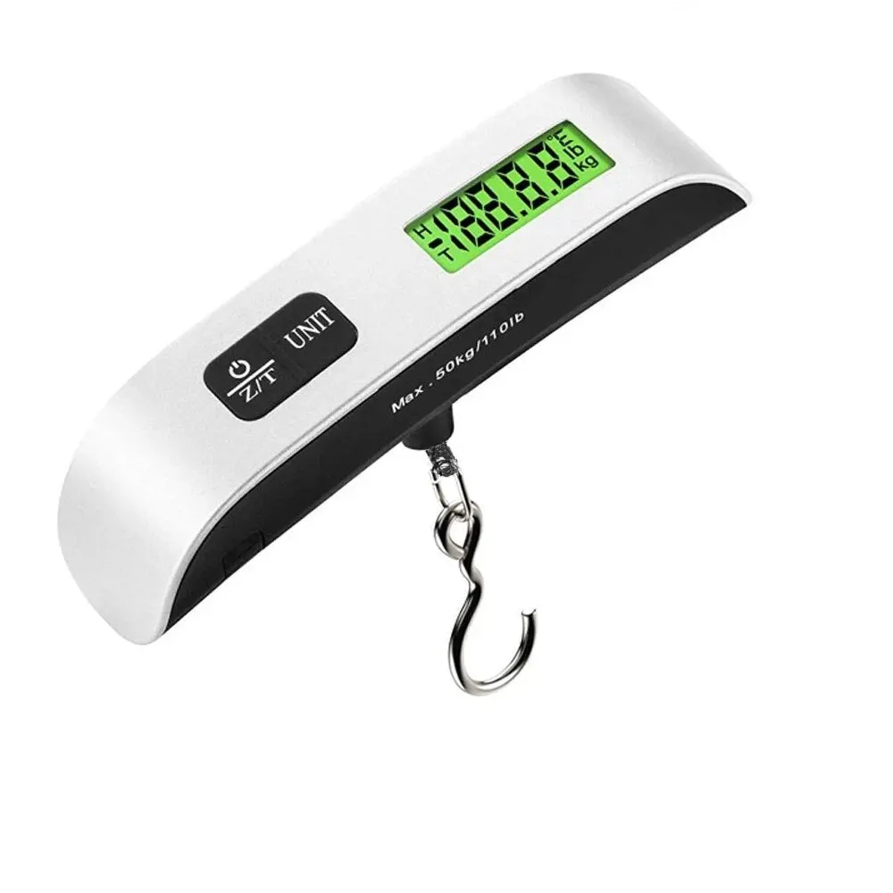 ANYGLEAM Silver Luggage Stainless Weighing Scale With Hook 50Kg Accurate Measure Electronic Portable Digital Display