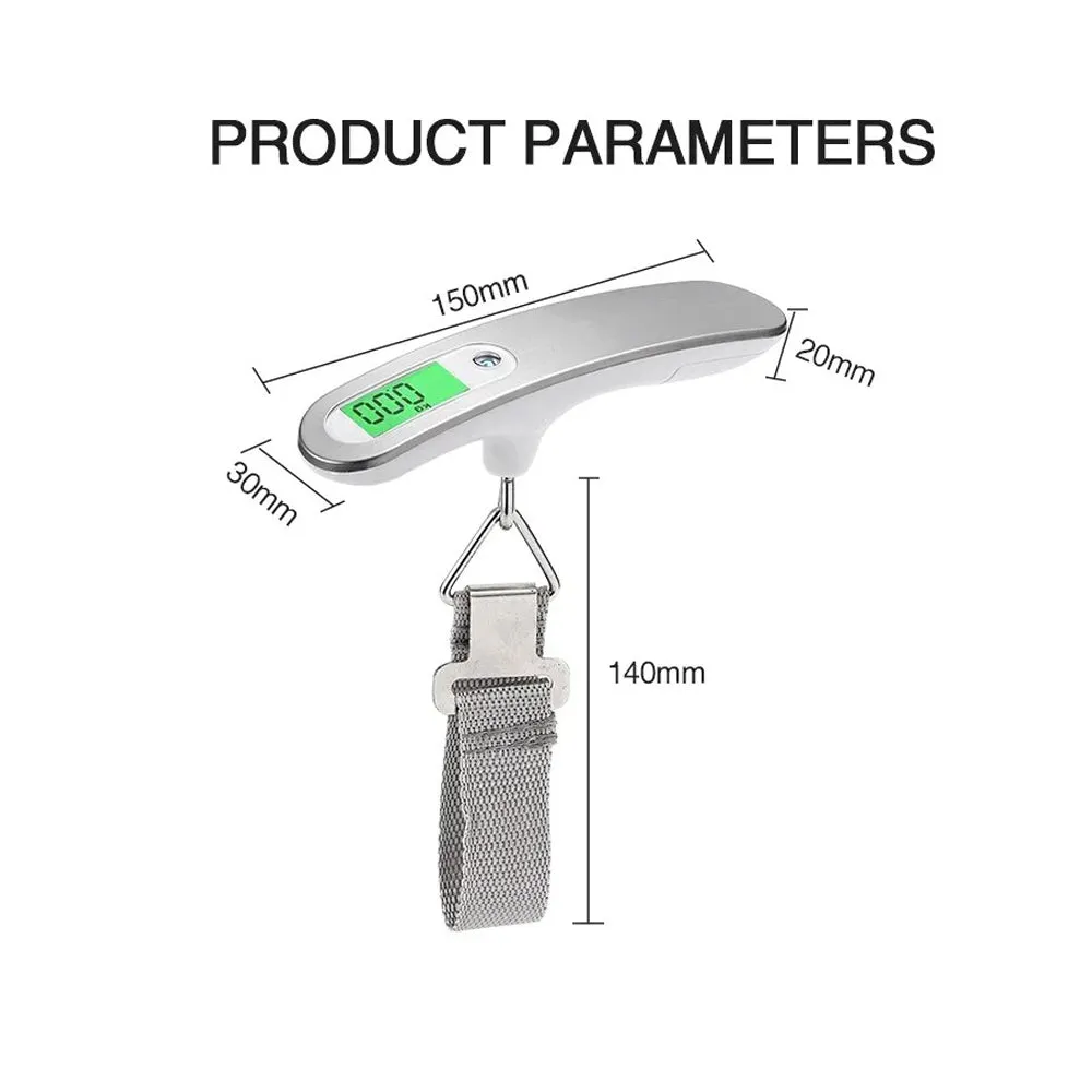 ANYGLEAM Silver Red Button Travel Luggage Weighing Scale Red Button 50Kg Accurate Measure Electronic Portable Digital Display