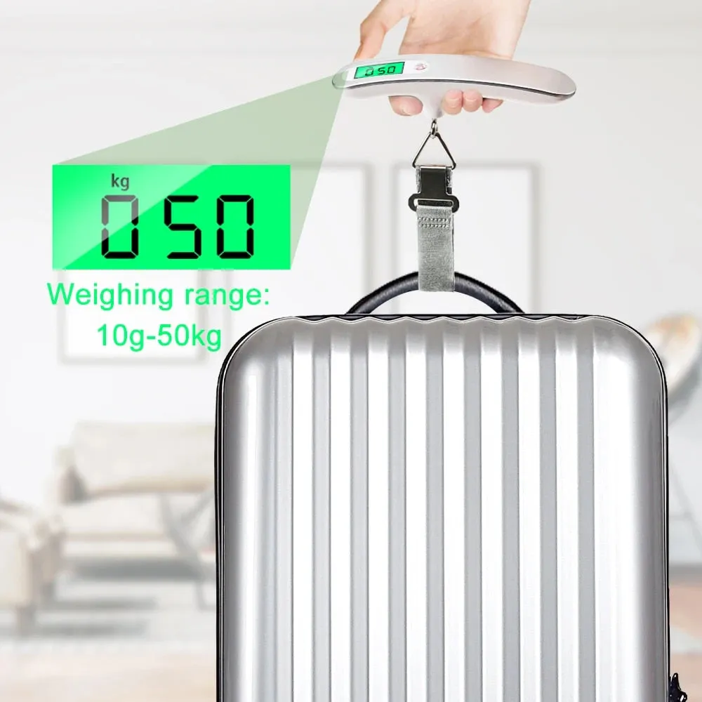 ANYGLEAM Silver Red Button Travel Luggage Weighing Scale Red Button 50Kg Accurate Measure Electronic Portable Digital Display