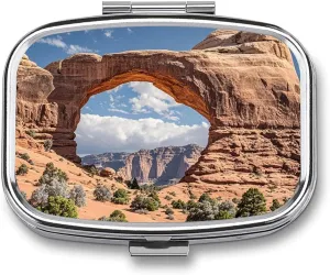 Arches National Park Travel Pill Organizer A Daily Pill Box for Supplements 2 Compartment Pill Case Convenient for Carrying and Storing Medicines Box