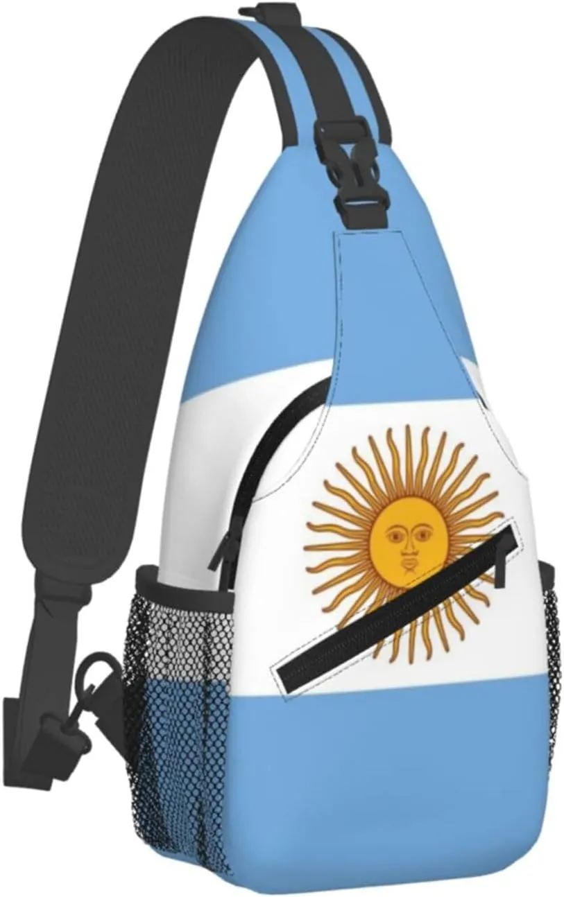 Argentina Flag Sling Bag for Men Women Adjustable Shoulder Sling Backpack Lightweight Chest Crossbody Bags for Travel Hiking Daypack Fanny Pack