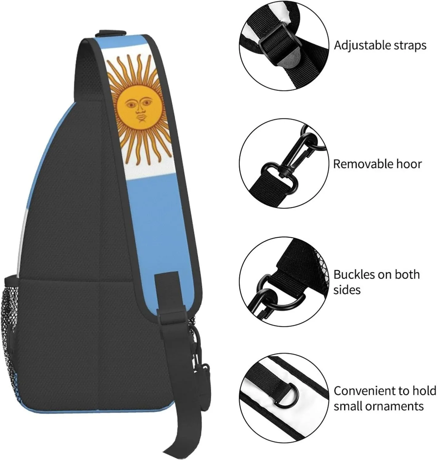 Argentina Flag Sling Bag for Men Women Adjustable Shoulder Sling Backpack Lightweight Chest Crossbody Bags for Travel Hiking Daypack Fanny Pack