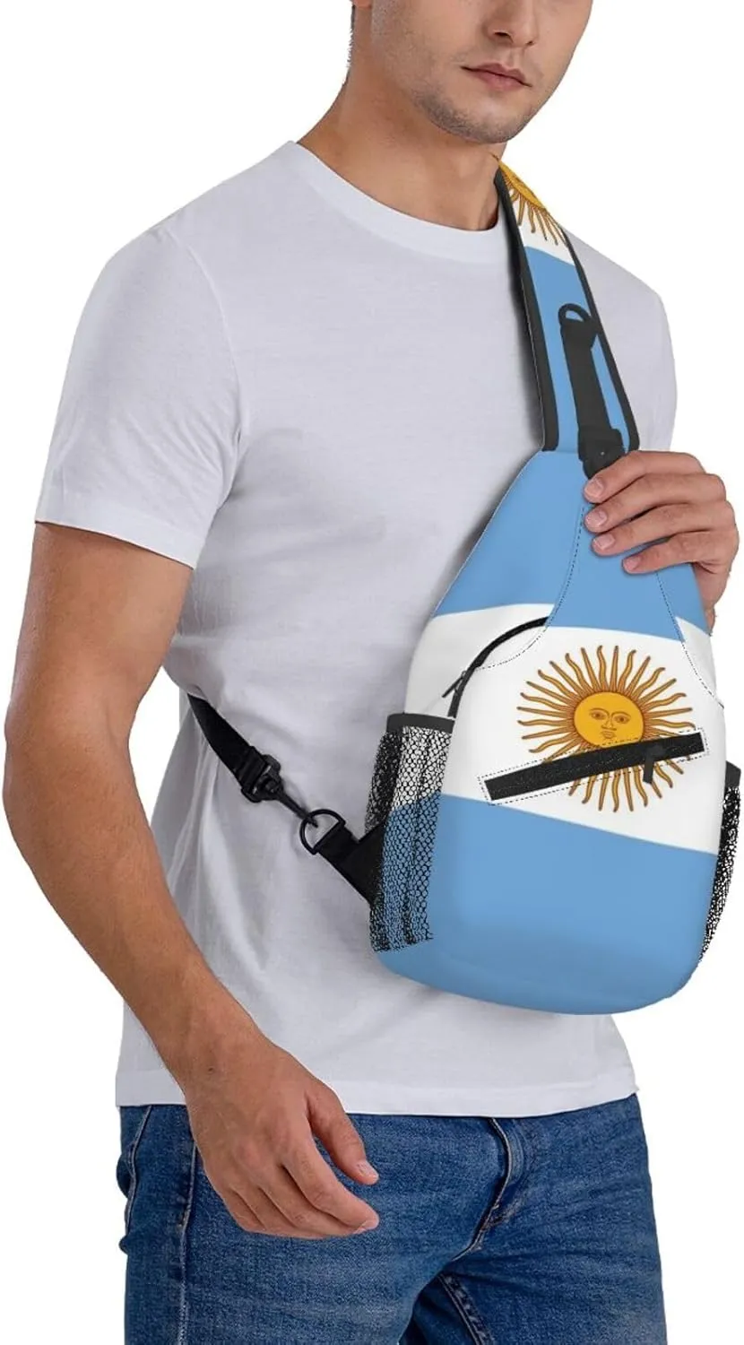 Argentina Flag Sling Bag for Men Women Adjustable Shoulder Sling Backpack Lightweight Chest Crossbody Bags for Travel Hiking Daypack Fanny Pack