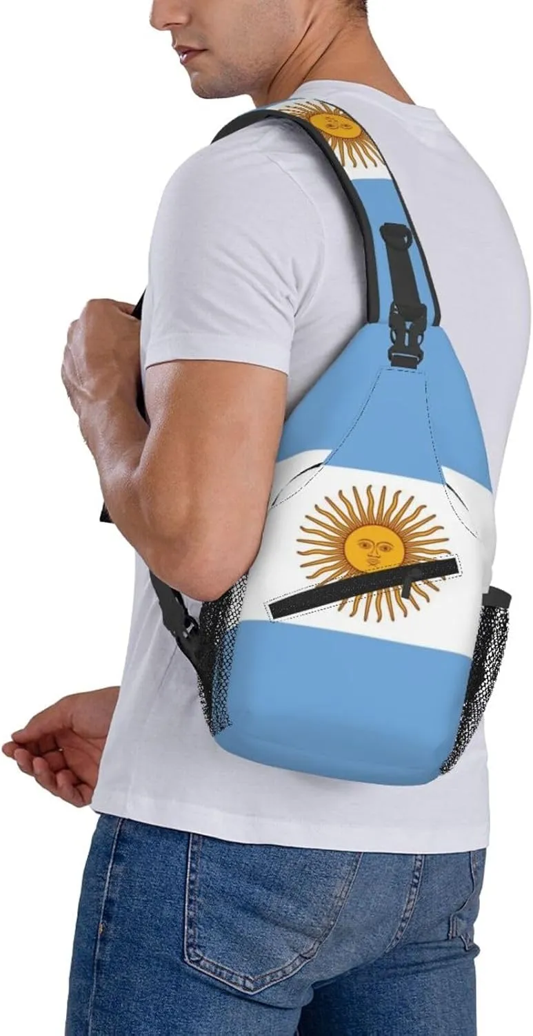 Argentina Flag Sling Bag for Men Women Adjustable Shoulder Sling Backpack Lightweight Chest Crossbody Bags for Travel Hiking Daypack Fanny Pack