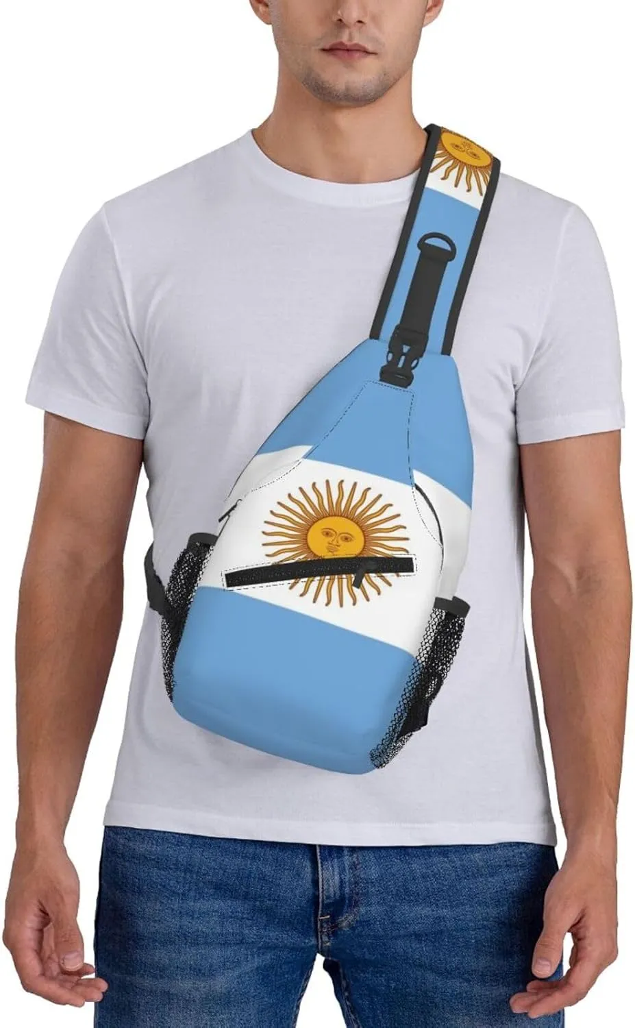 Argentina Flag Sling Bag for Men Women Adjustable Shoulder Sling Backpack Lightweight Chest Crossbody Bags for Travel Hiking Daypack Fanny Pack