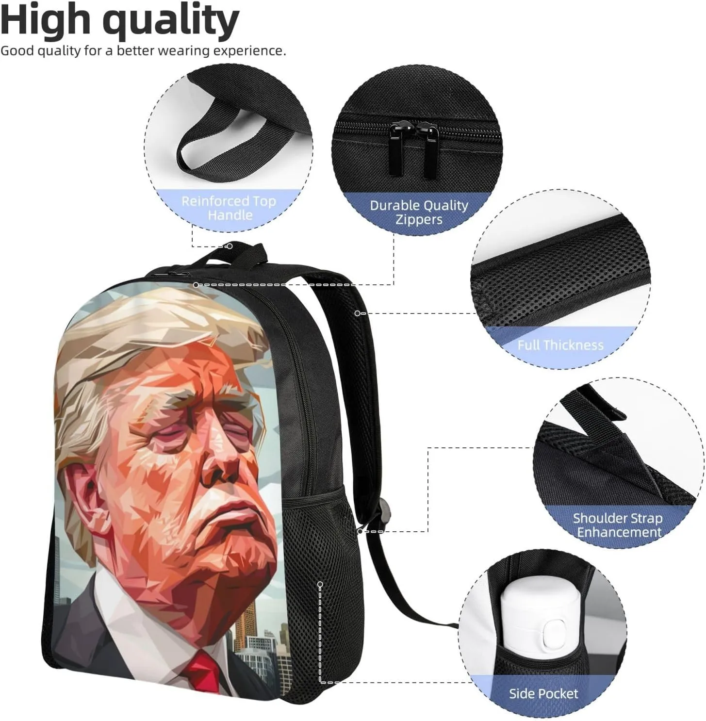Arrogant Trump Backpack Waterproof Anti Theft Durable Light Laptop Bag Backpacks For Women Men Travel Gym Backpack