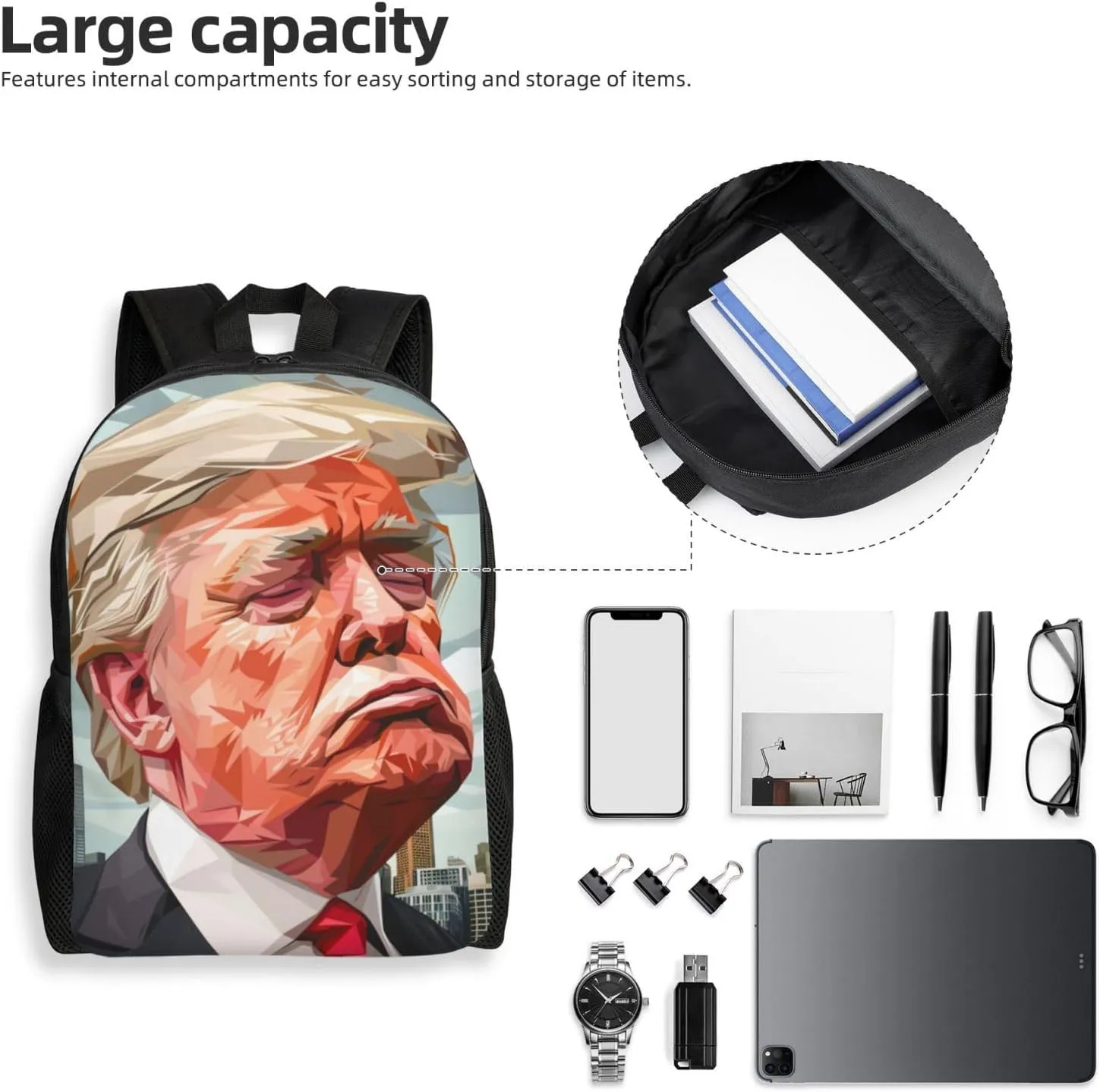Arrogant Trump Backpack Waterproof Anti Theft Durable Light Laptop Bag Backpacks For Women Men Travel Gym Backpack