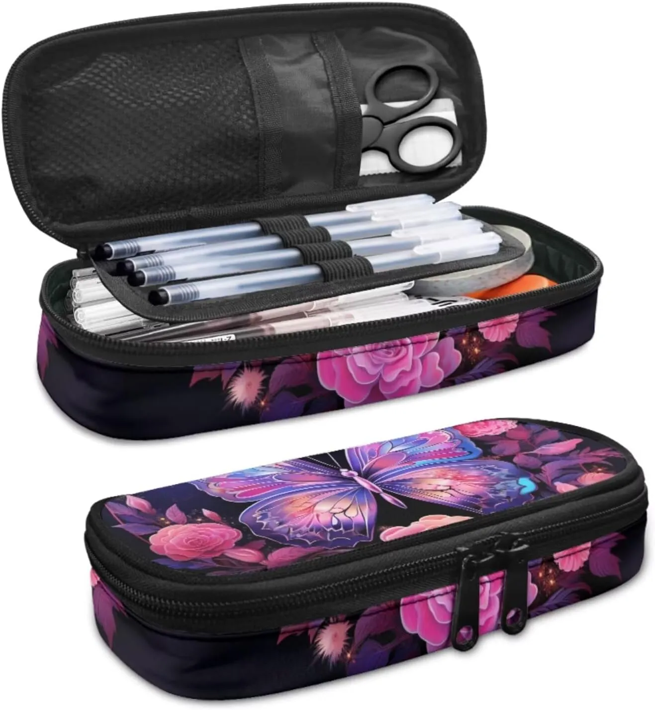 Art Butterfly Backpack for Boys, Girls Backpack with Lunch Box Set of 3 Large Bookbag for Middle School Boys Casual Daypack Fashion School Bookbags Sturdy School Bag with Side Pocket