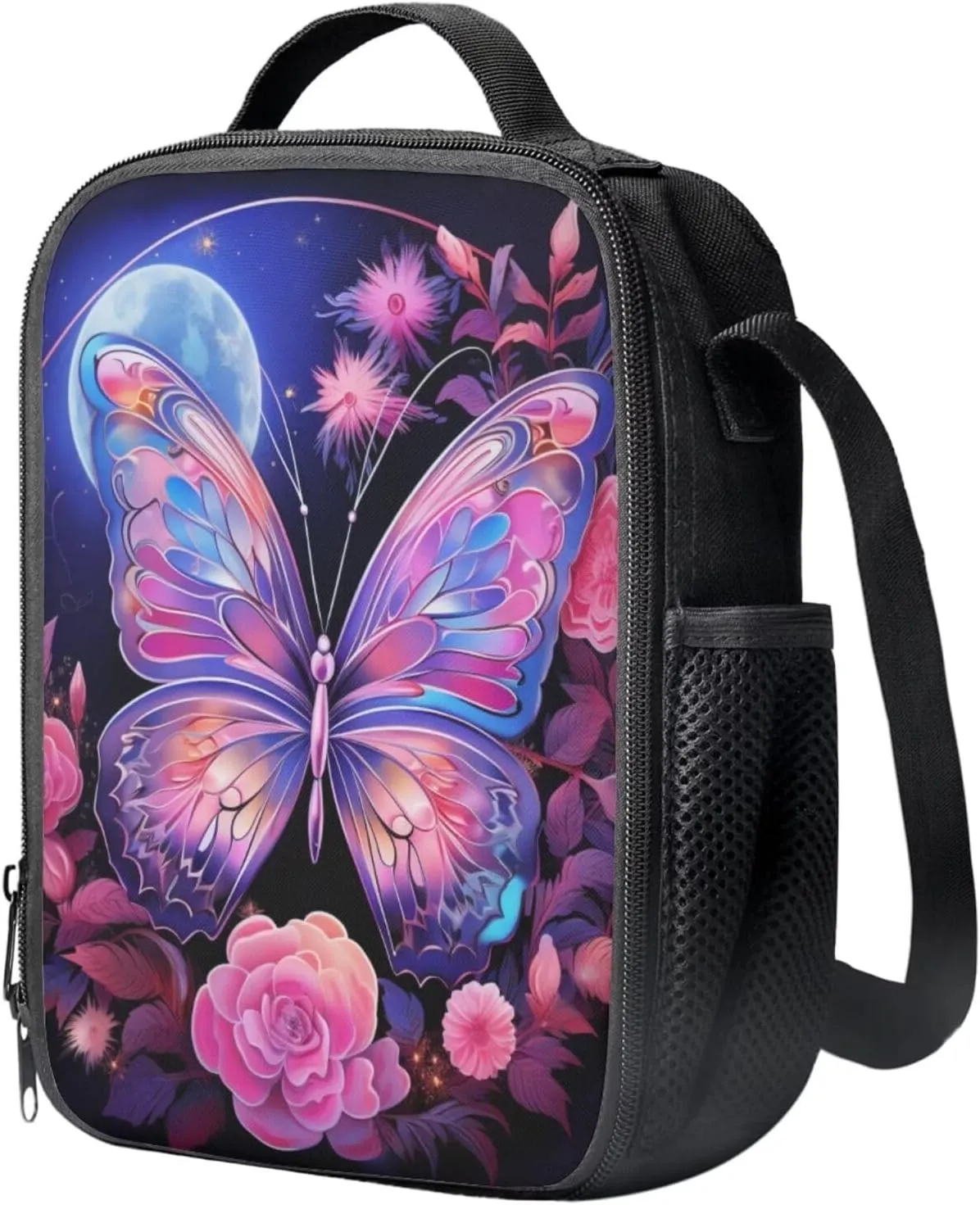 Art Butterfly Backpack for Boys, Girls Backpack with Lunch Box Set of 3 Large Bookbag for Middle School Boys Casual Daypack Fashion School Bookbags Sturdy School Bag with Side Pocket
