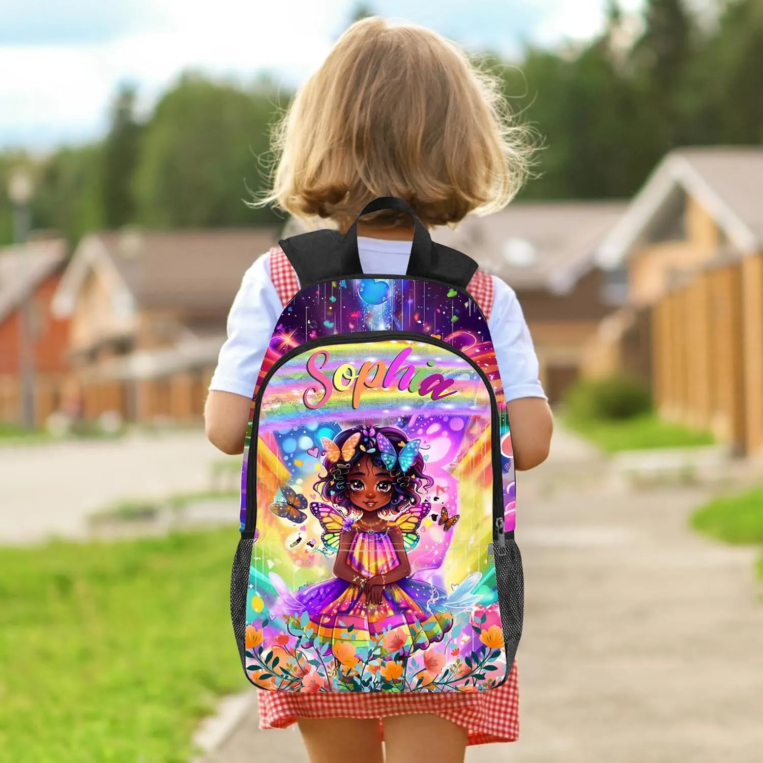 Artsadd Custom Butterfly School Backpack for Toddler Boys Girls - Personalized Kids Backpacks for Preschool Kindergarten with Name - Customized BookBags School Bag for Students Back to School Gifts
