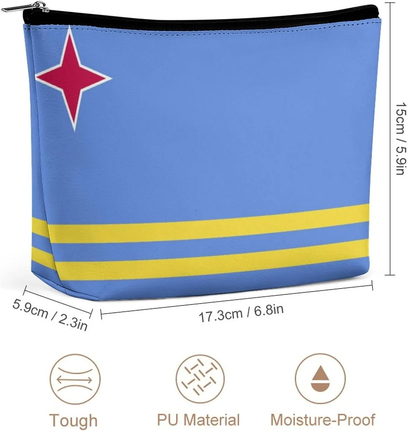 Aruba Flag Portable Makeup Pouch for Purse Waterproof Cosmetic Bag Travel Organizer for Girls