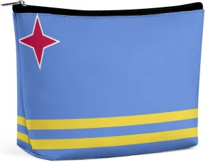 Aruba Flag Portable Makeup Pouch for Purse Waterproof Cosmetic Bag Travel Organizer for Girls