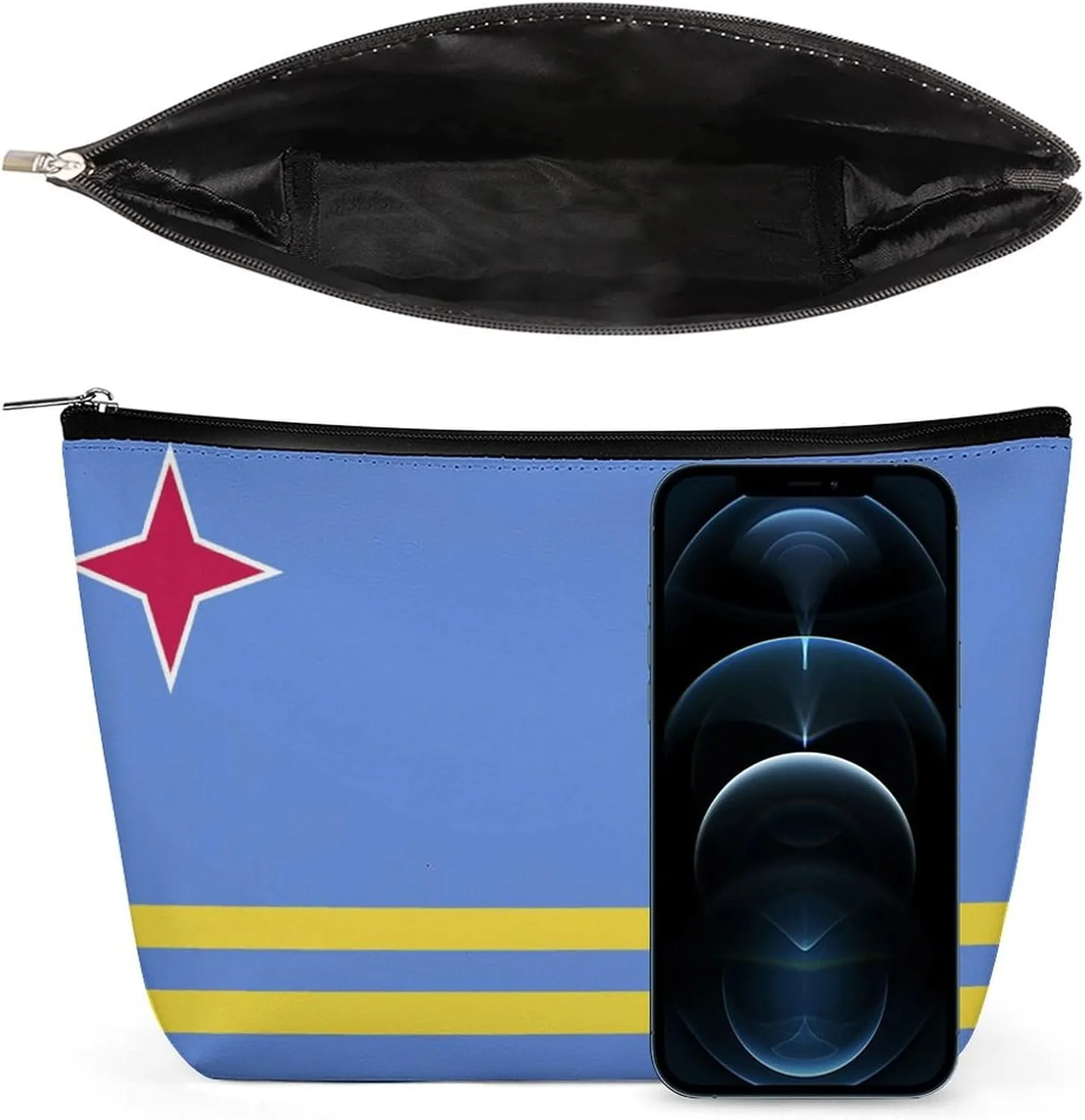 Aruba Flag Portable Makeup Pouch for Purse Waterproof Cosmetic Bag Travel Organizer for Girls