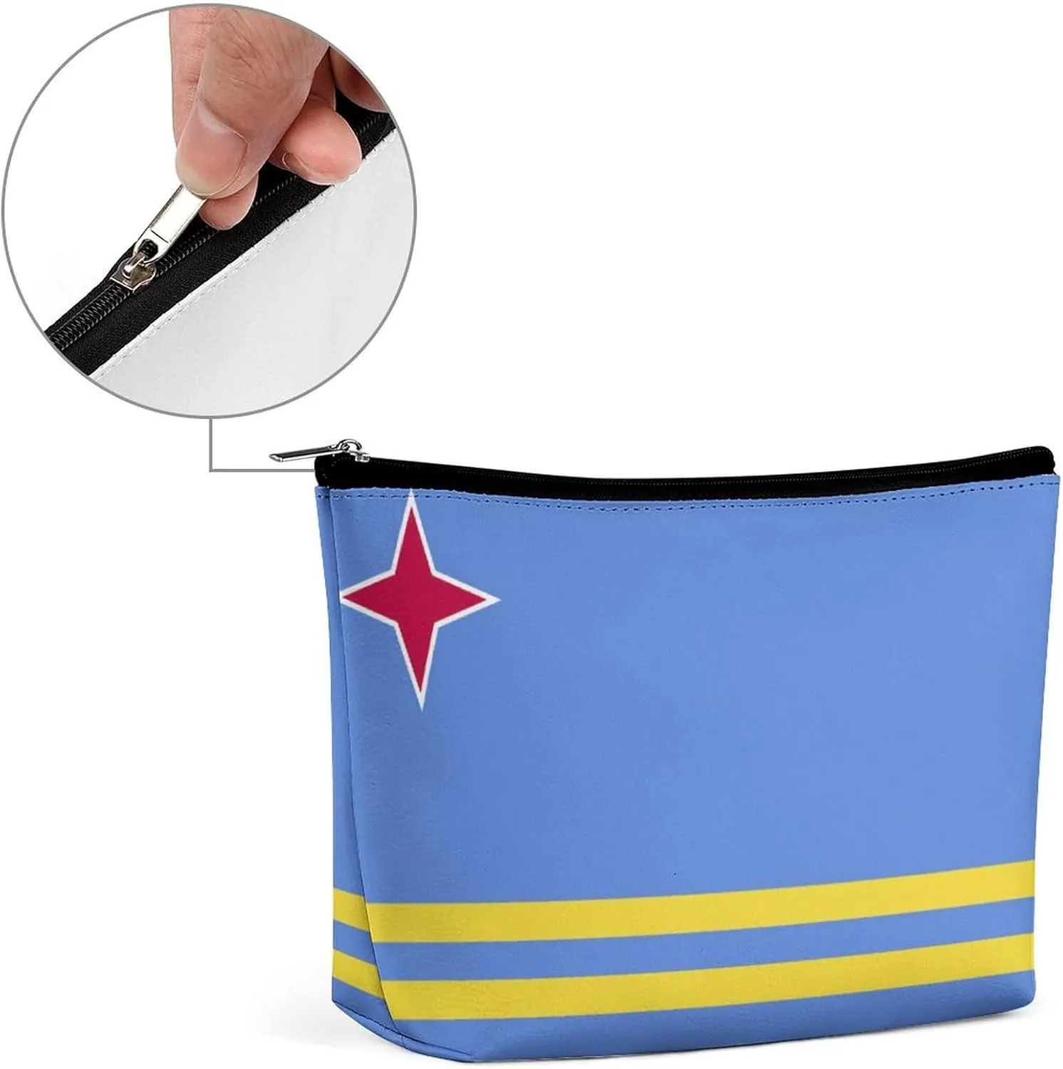 Aruba Flag Portable Makeup Pouch for Purse Waterproof Cosmetic Bag Travel Organizer for Girls