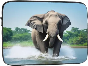 Asian Elephant in The Water Prints Shockproof Portable Laptop Sleeve Bag 15 inch - Protective Case for Men and Women's Business Travel, Office Daily Use