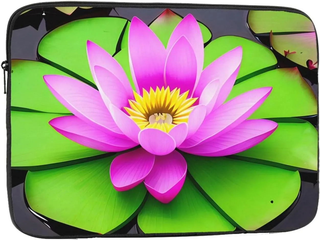 Asian Lotus Flower Prints Shockproof Portable Laptop Sleeve Bag 10 inch - Protective Case for Men and Women's Business Travel, Office Daily Use
