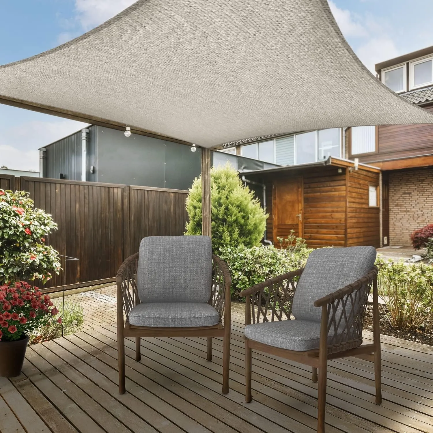 AsterOutdoor Sun Shade Sail Rectangle 10' x 13' UV Block Canopy for Patio Backyard Lawn Garden Outdoor Activities, Cream