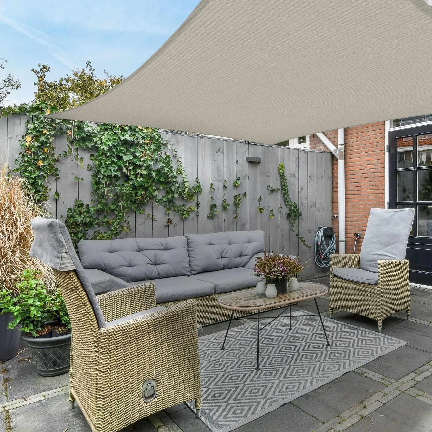 AsterOutdoor Sun Shade Sail Rectangle 10' x 13' UV Block Canopy for Patio Backyard Lawn Garden Outdoor Activities, Cream