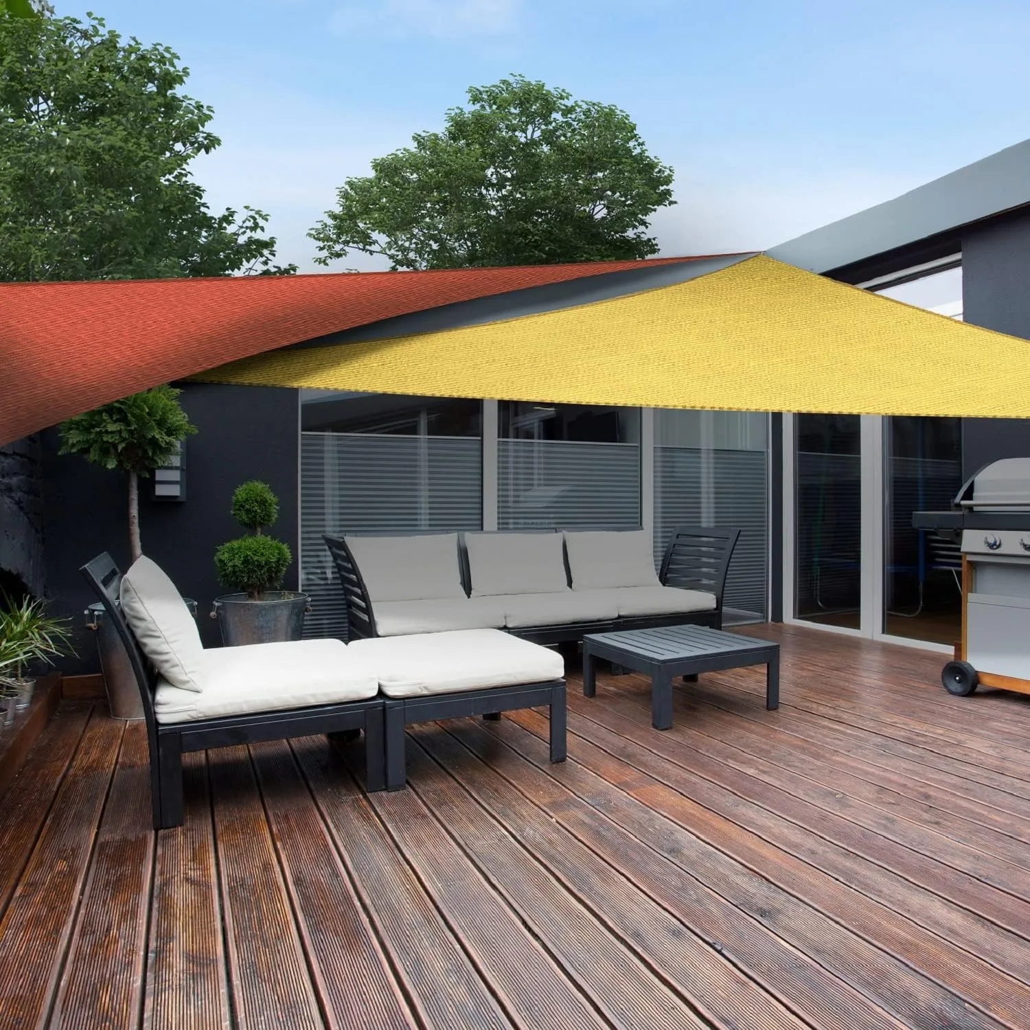 ASTEROUTDOOR Sun Shade Sail Triangle 16' x 16' x 22.64' UV Block Canopy for Patio Backyard Lawn Garden Outdoor Activities, Blue
