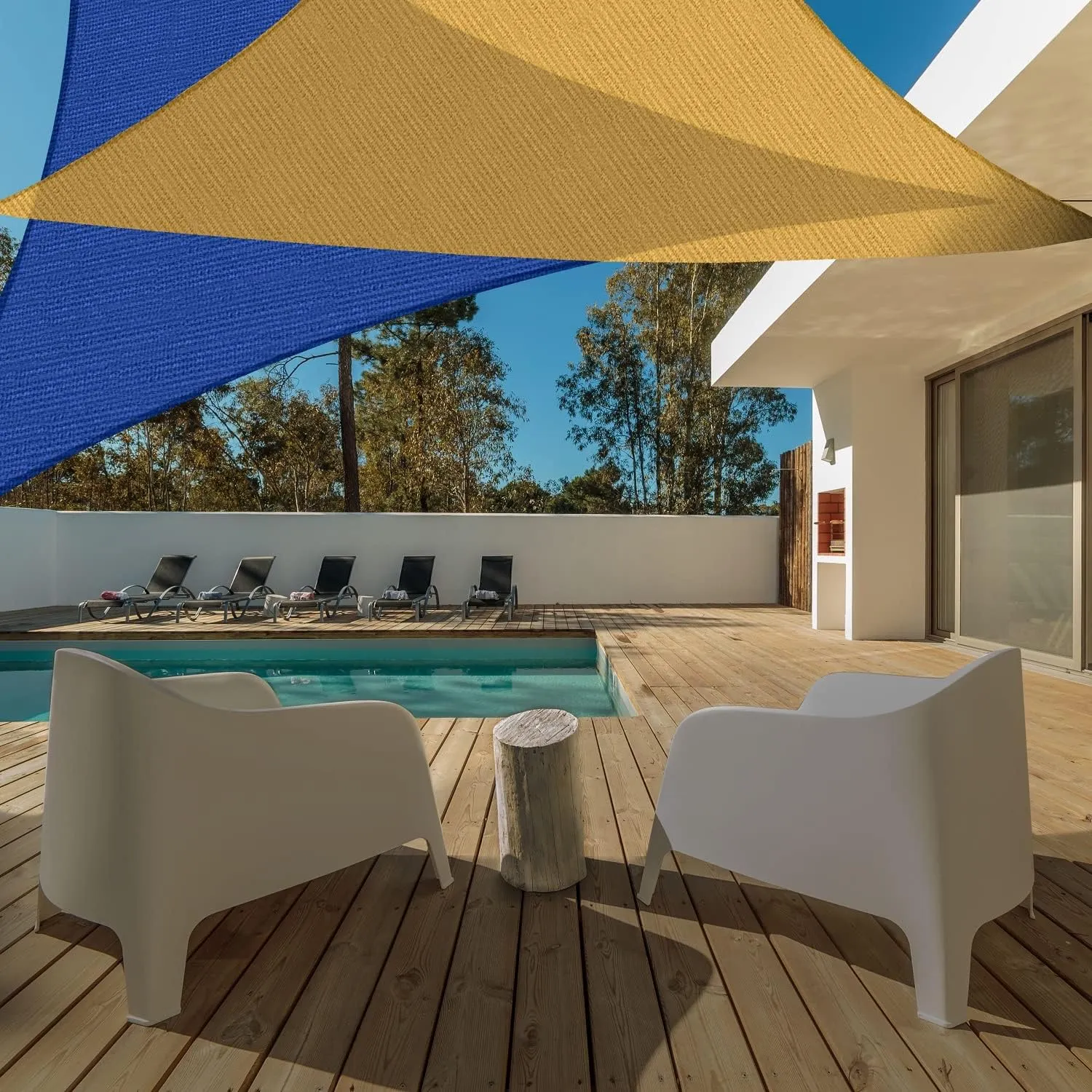 ASTEROUTDOOR Sun Shade Sail Triangle 16' x 16' x 22.64' UV Block Canopy for Patio Backyard Lawn Garden Outdoor Activities, Blue