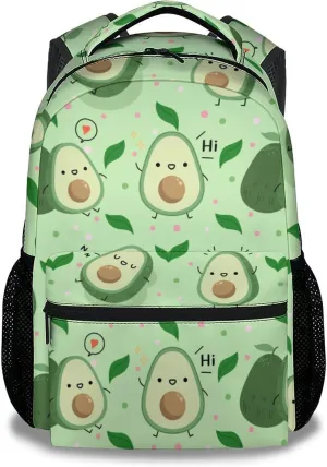Avocado Backpacks for Girls, Boys - 16 Inch Cute Backpack for School - Green, Large Capacity, Durable, Lightweight Bookbag for Kids, Travel