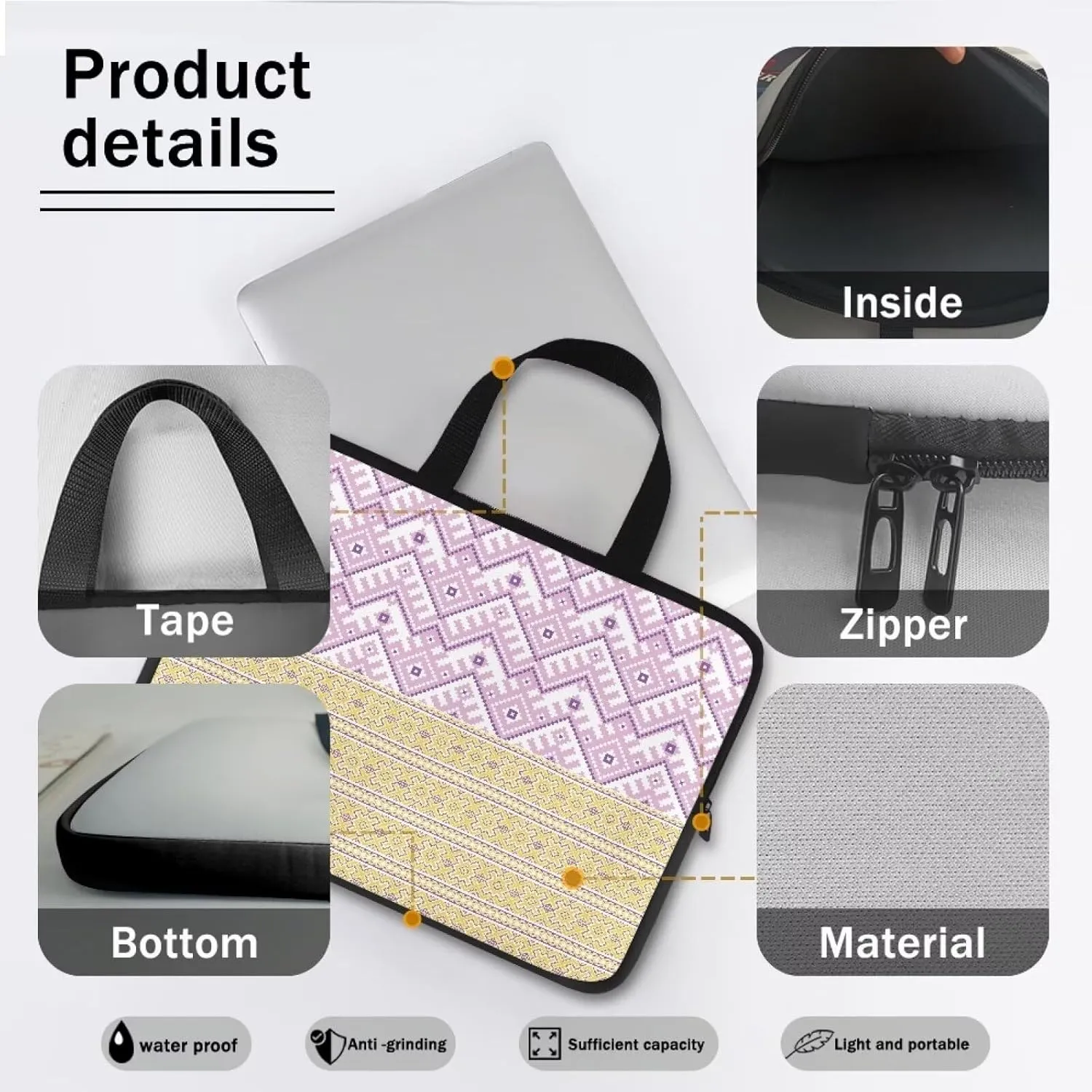 Aztec Print Laptop Bag for Women Men Laptop Messenger Bag with Handle Mens Laptop Tote Bag,Large Teacher Work Bag Laptop Sleeve 14" 15.6" 17" Womens Messenger Bag Briefcase Laptop Messenger Bag