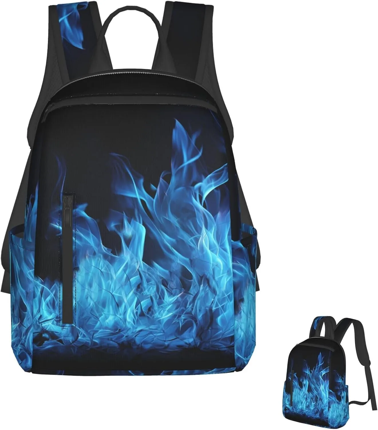 Backpack Blue Flame Travel Casual Laptop Backpack Adjustable Hiking Daypack for Men Women