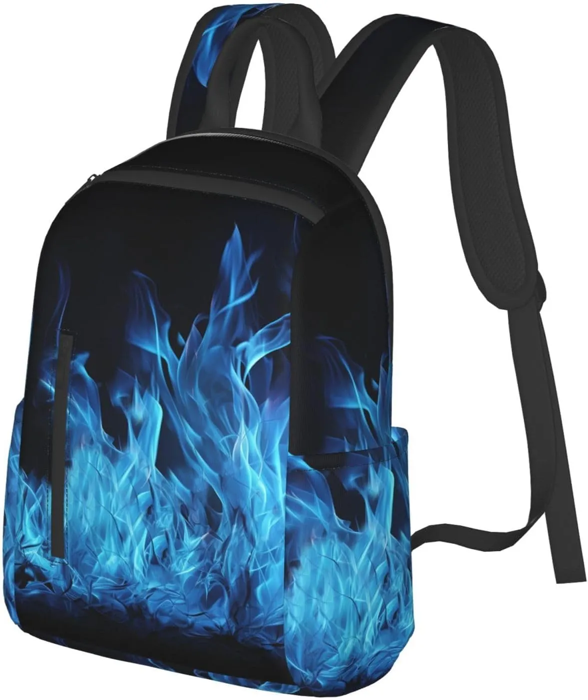 Backpack Blue Flame Travel Casual Laptop Backpack Adjustable Hiking Daypack for Men Women