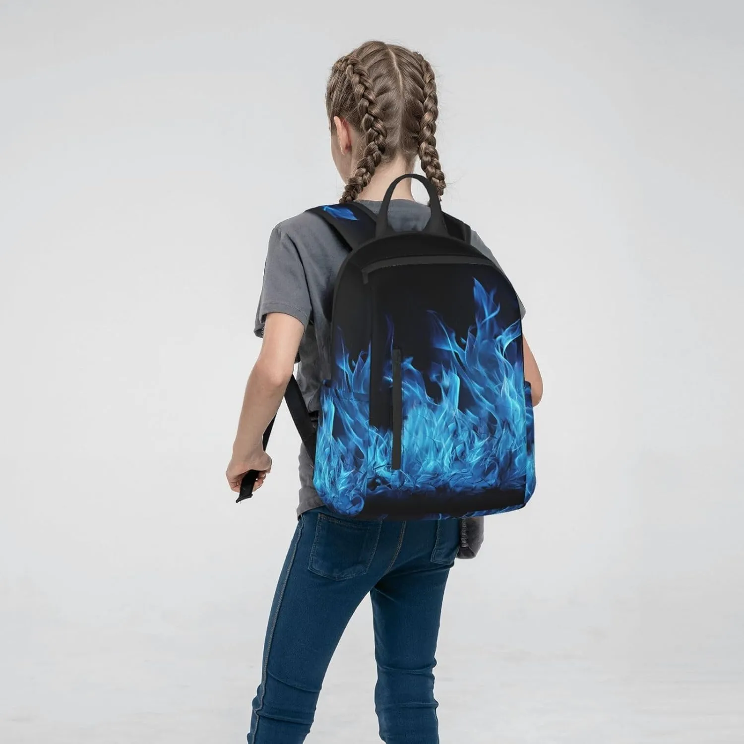 Backpack Blue Flame Travel Casual Laptop Backpack Adjustable Hiking Daypack for Men Women
