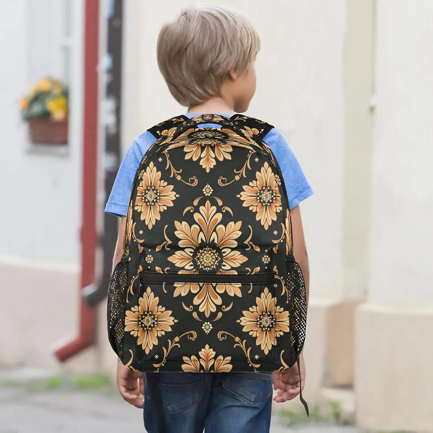Backpack Bohemian Flowers Book Bags Laptop Backpacks Lightweight Multipurpose Daypack for Men Women Travel Hiking