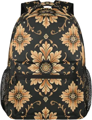 Backpack Bohemian Flowers Book Bags Laptop Backpacks Lightweight Multipurpose Daypack for Men Women Travel Hiking