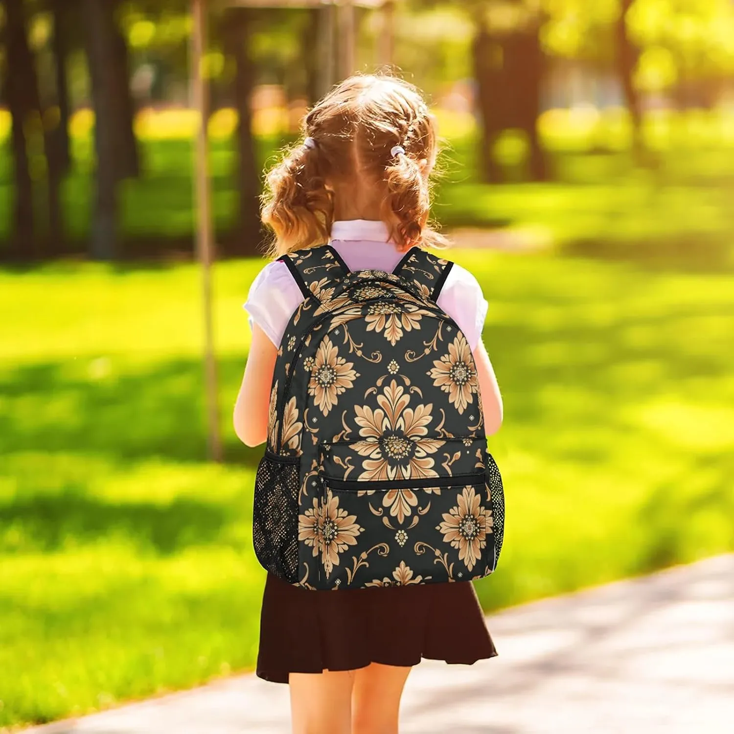 Backpack Bohemian Flowers Book Bags Laptop Backpacks Lightweight Multipurpose Daypack for Men Women Travel Hiking